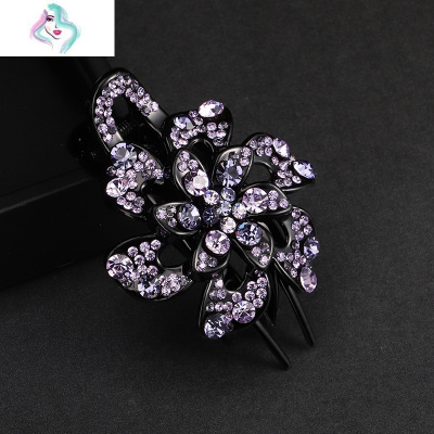 韩国水钻三齿夹发夹鸭头饰女头发后脑勺发卡鸭顶夹发饰你那么美香槟深粉