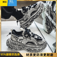 聚范莆田男鞋夏季网面透气潮牌痞帅炸街轮胎底休闲运动做旧增高老爹鞋