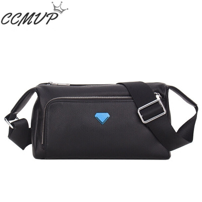 CCMVP品牌自营质量保证-CCMVP商务斜挎包品牌真皮男包单肩包头层牛皮男士黑色默认颜色