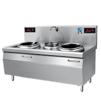 瑞宇牌商用电磁双炒单温炒灶1500*1000*800+400/380V/50HZ/15Kw*2配500炒锅2个