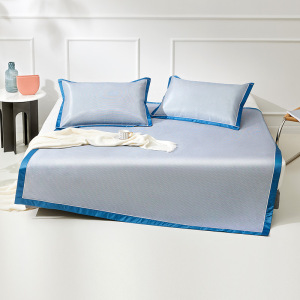 罗莱冰丝席蓝色竹纤维150x200cm夏季透气防螨抗菌1.5米床凉席超舒适设计
