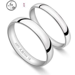 999纯银情侣戒指女男光面对戒足银闭口一对简约时尚生日 JiMi