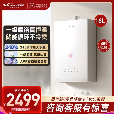 万和安睡洗V9S 恒温 16升燃气热水器一级暖浴密闭稳焰舱一级节能 天然气JSQ30-16V9S TURBO