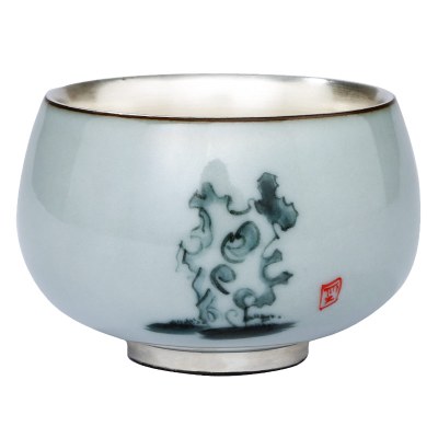 常生源茶杯主人杯陶瓷功夫茶具银茶杯单杯精致礼盒银尚主人杯