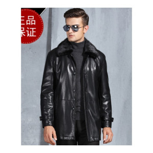 [送长辈的高端皮草]专柜正品海宁真皮皮衣男中长款尼克服男可拆卸黄金獭兔内胆黄金貂皮草中老年外套男送爸爸装父亲装冬款防寒服