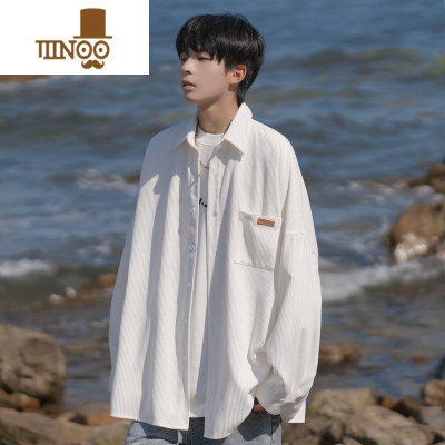 YANXU日系灯芯绒长袖衬衫男秋季复古宽松休闲衬衣港风潮流百搭工装外套