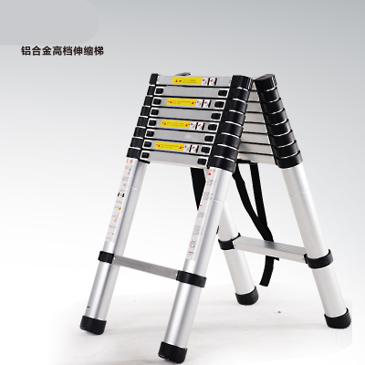 梯子家用折叠伸缩人字梯铝合金加厚工程便携室内多功能升降竹节梯闪电客除尘纸德标-人字梯3.9+3.9米加厚款40