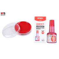 晨光 印泥油高级快干清洁(红)AYZ97511A+晨光 φ80mm透明圆形财务快干印台印泥 红色单个装AYZ97512