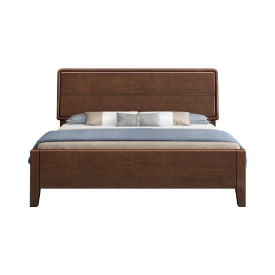 臻远ZY4022909实木床1.8米床 胡桃色