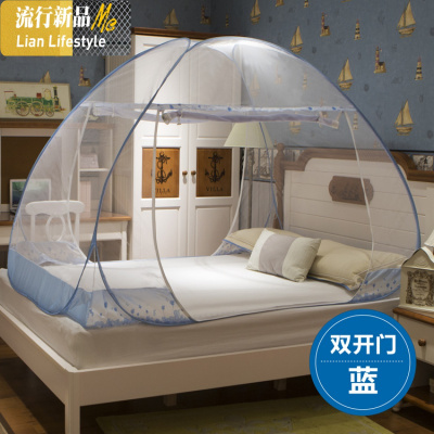 双拉链可折叠免安装蒙古包蚊帐 学生1/1.2/1.5/1.8/2m米床蚊帐 三维工匠