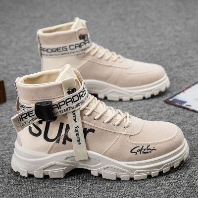 Ideamini男鞋秋季潮鞋2020新款马丁靴男韩版潮流英伦风百搭高帮工装短靴子靴子