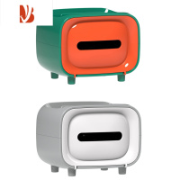 三维工匠创意抽纸盒现代简约网红款客厅纸巾盒遥控器收纳盒多茶几轻奢 2件(活力橙+经典灰)(送眼睛贴纸)