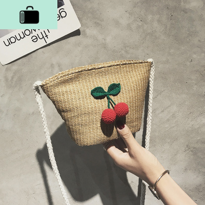 夏天小包包女2019新款ins编包藤编斜挎迷你沙滩樱桃编小包NEW LAKE女士单肩包