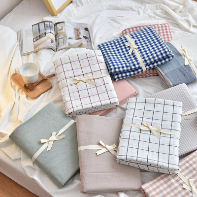 日系水洗棉床笠床单单件床垫保护套纯棉1.5/1.8全棉纯色