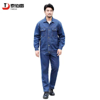 电焊服牛仔工作服套装 蓝色 套