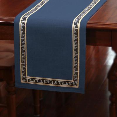 美式桌旗新中式茶旗布禅意席茶几桌布现代简约北欧床旗餐桌茶桌布 藏青色 33*100CM(适合50-60CM的小桌)