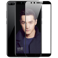 [买2送手机壳]轻万适用华为荣耀9青春版钢化膜honor全屏玻璃贴膜huawei黑色高清手机保护膜