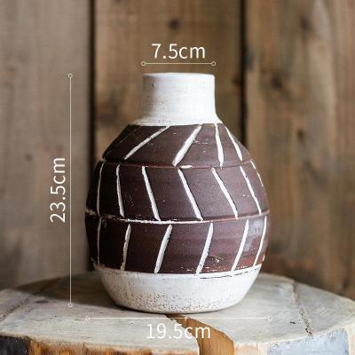 美帮汇手工陶瓷花瓶花器 美式粗放复古做旧古董风 艺术风格摆件 陶瓶“脉脉”(小)