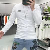 男士长袖T恤新款字母圆领上衣打底衫时尚春秋打底衫基础修身内穿