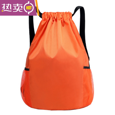 NEWLAKE抽绳束口袋定制轻便双肩包大容量篮球包健身包男运动背包女旅行包橘色大号