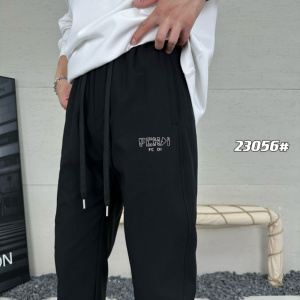 秋冬新款休闲裤男士刺绣时尚修身九分裤子潮流时尚黑色卫裤潮ins