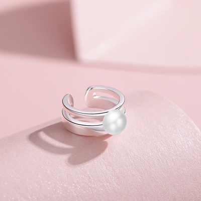 佰色传情纯银淡水珍珠圆环耳夹耳骨夹无耳洞耳钉女简约冷淡风耳环