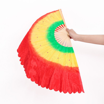 长扇子舞蹈扇双面渐变表演道具广场扭秧歌成人演出古典折扇中国风三维工匠玫红色右手