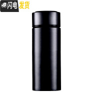 三维工匠温子感温保温杯女不锈钢简约小巧泡茶500时尚清新 水杯[不测温款]黑色350