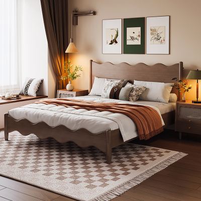 欧梵森 床 国潮新中式轻奢橡胶木床实木床双人床1.8米床1.5m床现代简约卧室主卧大床现代婚床实木家具床