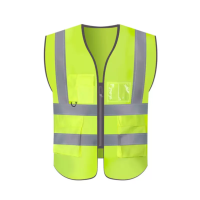 透气网眼反光背心多口袋 特亮 荧光绿(免费设计LOGO)