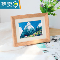 敬平实木正方形油画棒画框装裱油画作品框a5摆件迷你装饰小相框摆台 木纹色 A4[内径21*29.7]挂摆[不含卡纸]