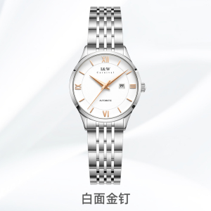 瑞士I&W CARNIVAL 手表女士全自动机械表 女表进口机芯时尚商务简约防水精钢腕表生日礼物日历款8510L