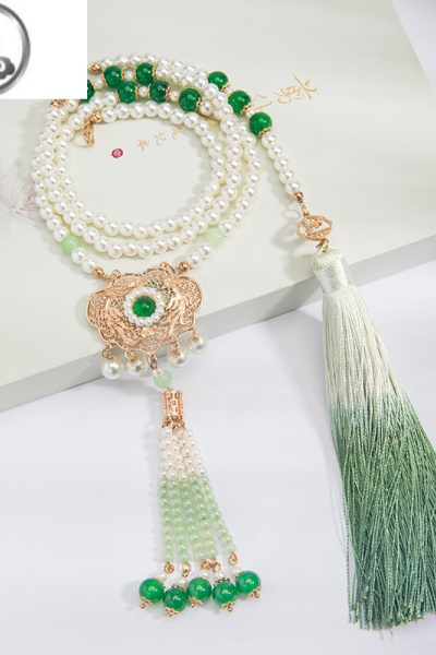 JiMi古风明制璎珞背云长款后缀流苏项链复古项圈颈链汉服旗袍国风配饰