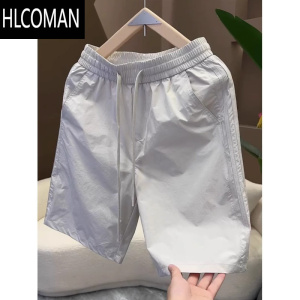 HLCOMAN夏季外穿中裤薄款透气简约短裤男士时尚潮流青少年百搭休闲五分裤