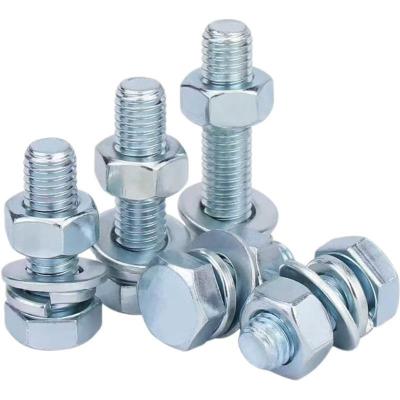 盛京联硕 高强度 4.8级镀锌外六角螺丝螺母套装 M16*45mm[螺栓+螺母+平弹垫]套