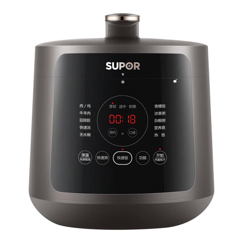苏泊尔电压力锅 5L大容量 电高压锅 家用多功能 304精钢内胆 5L 0涂层内胆+陶晶内胆