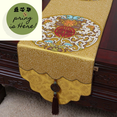 新款新中式红木餐桌旗中国风古典茶几布艺电视柜长条桌布桌巾鞋柜盖布惠恩HuiEn