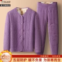 羊毛蚕丝女士保暖睡衣套装加绒加厚家居服秋衣秋裤绒中老年内衣