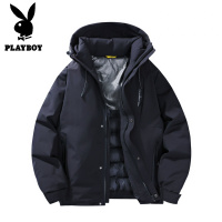 花花公子新款2025冬加厚保暖外套户外防风夹克连帽通勤棉衣