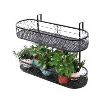 家柏饰(CORATED)阳台花盆挂架花架置物架铁艺多层挂式花盆架多肉装饰室内花架子 双层方形120*20*12CM