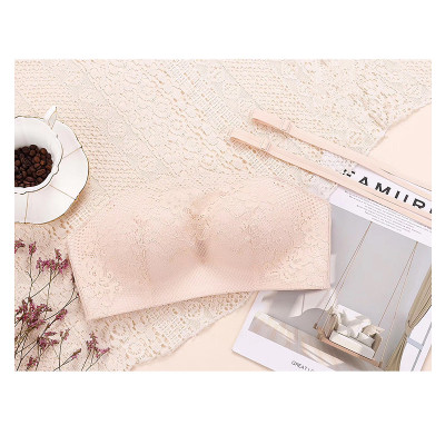 Ideamini夏季手掌杯无肩带抹胸式文胸女聚拢小胸防走光防滑隐形内衣无钢圈抹胸