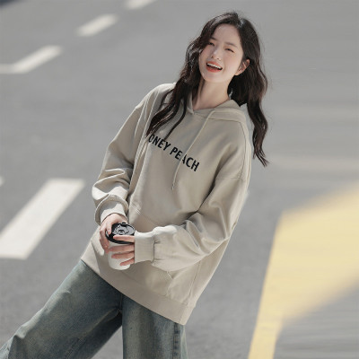 [3件8.5折93.4元,叠加优惠券]唐狮秋季新款女连帽前胸字母卫衣百搭减龄潮流韩系时髦ins