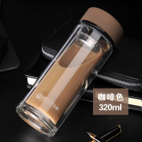 家柏饰(CORATED)双层玻璃杯男士水杯茶杯家用便携茶水分离泡茶透明过滤带盖杯子女