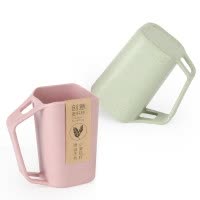 创意防垢小麦秸秆杯漱口杯韩国洗漱水杯牙缸刷牙杯子情侣套装家用 三维工匠 淡雅粉+麦穗黄+薄荷绿洗漱杯
