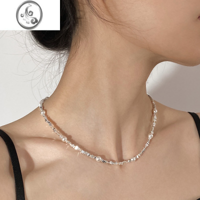 JiMiDOUDOUSTORE高保色施家珍珠碎银子满天星夏天气质项链颈链锁骨链