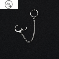 JiMi潮流一体式耳环耳夹女钛钢链条耳钉ins耳饰男潮人叠戴耳骨夹耳链