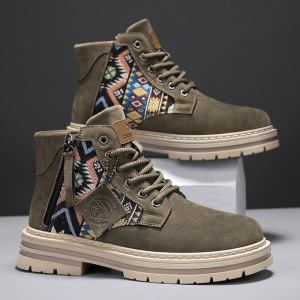 时尚简约彩色拼接马丁靴男士秋季款透气轻便舒适轻休闲系带低帮靴