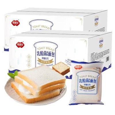 [买1送1 共2000g]福事多乳酸菌味夹心吐司面包1kg/箱整箱代早餐学生营养面包零食品