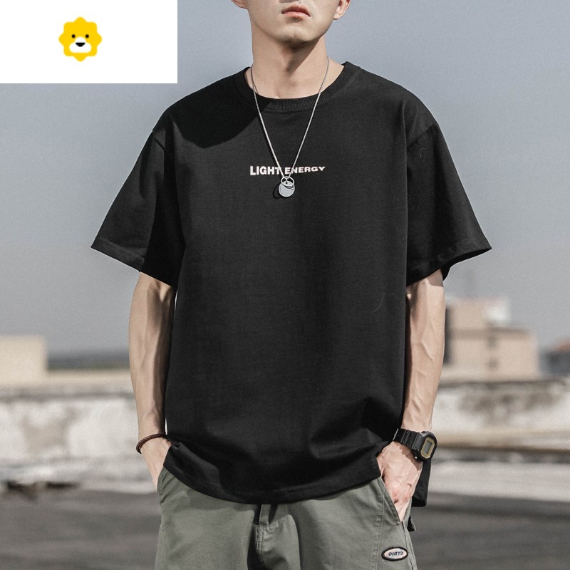 fish basket短袖t恤男上衣服季ins潮牌百搭白色宽松半袖体恤打底衫