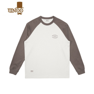 YANXUmwood简木男装[宽松版型]秋装新品280g圆领套头撞色长袖T恤男